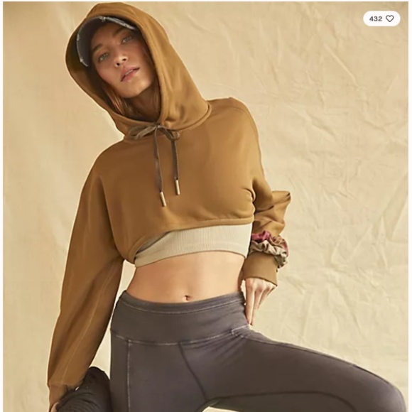 Free People Super Cropped Hooded Sweatshirt - Picture 1 of 8